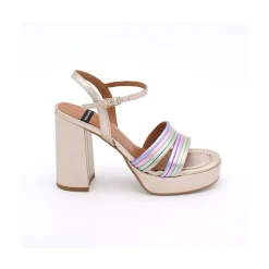 ANGEL ALARCON Amber - Sandalia De Tiras Metalizadas De Colores Con Tacon Ancho Y Plataforma Discount