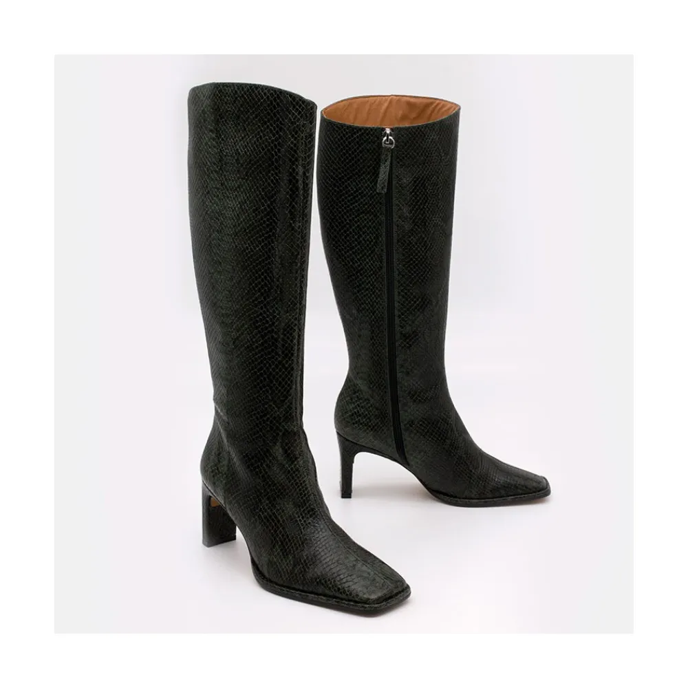 ANGEL ALARCON Benazir - Bota De Cana Alta Con Tacon Sale