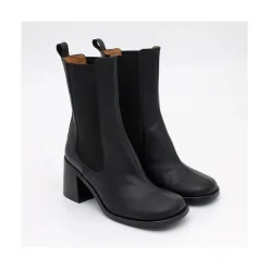 ANGEL ALARCON Garbo - Botines Chelsea De Piel Con Puntera Redonda Y Tacon Ancho Sale