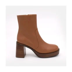 ANGEL ALARCON Greta - Botin De Piel Con Tacon Y Plataforma De Madera Best