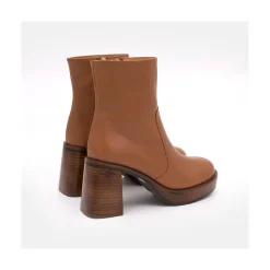 ANGEL ALARCON Greta - Botin De Piel Con Tacon Y Plataforma De Madera Best