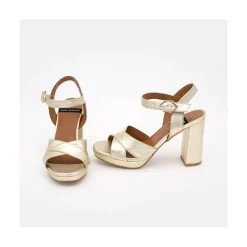 ANGEL ALARCON Helleny - Sandalias Metalizadas Con Plataforma Y Tacon Ancho Discount
