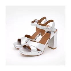 ANGEL ALARCON Helleny - Sandalias Metalizadas Con Plataforma Y Tacon Ancho Best