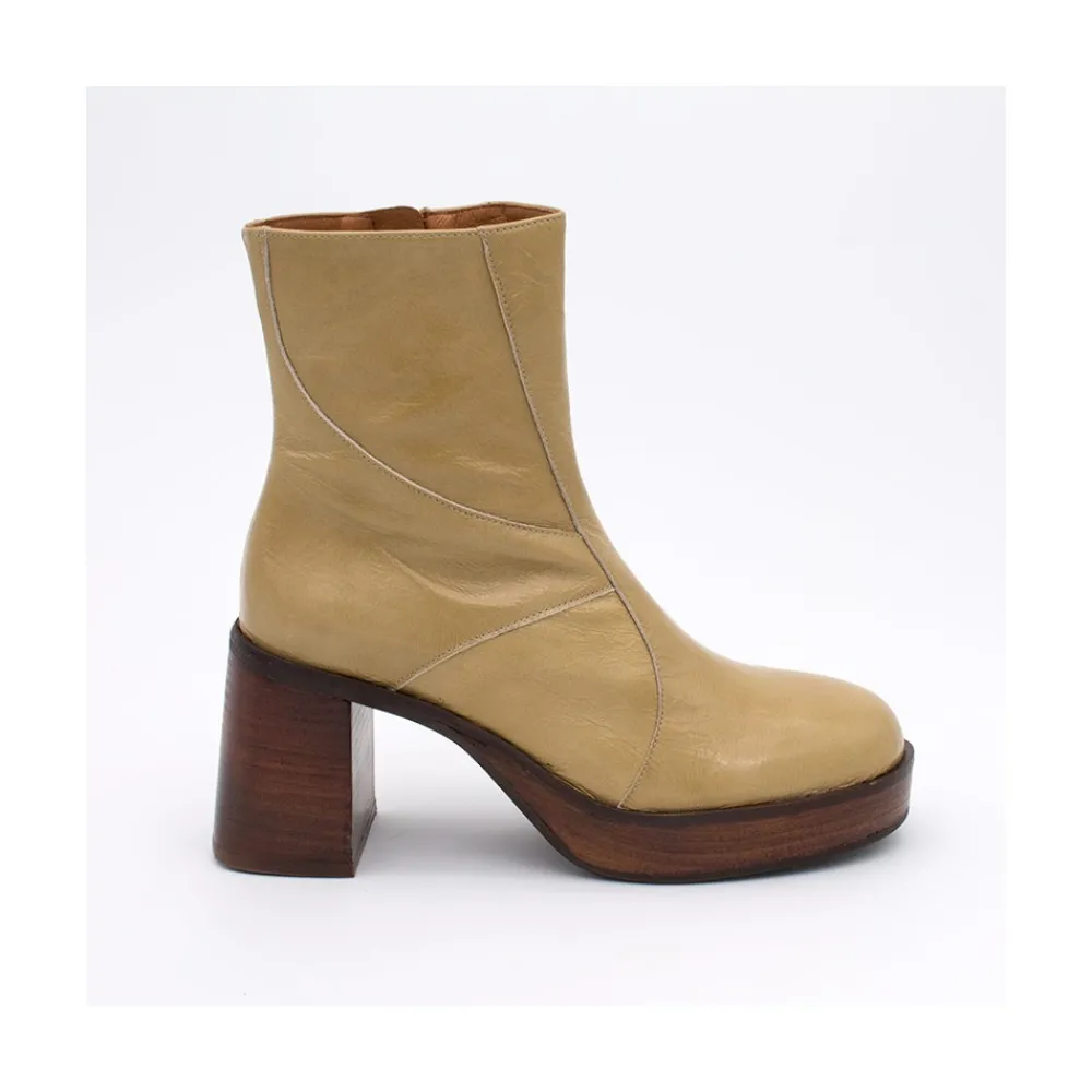 ANGEL ALARCON Ingrid - Botin De Piel Brillante Con Tacon Y Plataforma Clearance