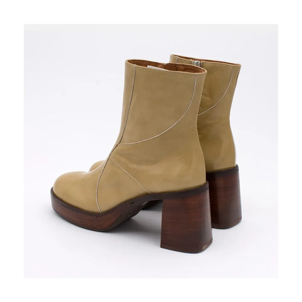 ANGEL ALARCON Ingrid - Botin De Piel Brillante Con Tacon Y Plataforma Clearance