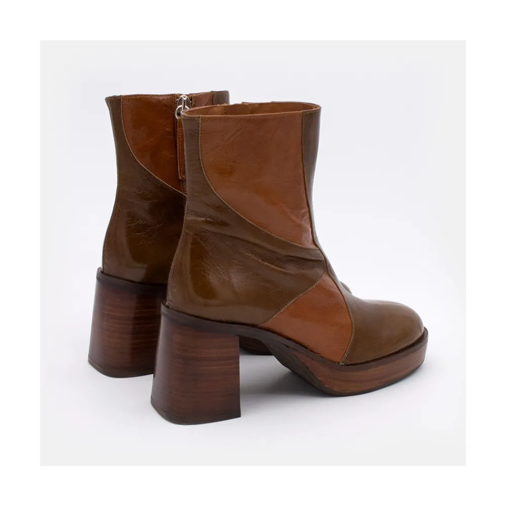 ANGEL ALARCON Ingrid - Botin De Piel Brillante Con Tacon Y Plataforma Hot