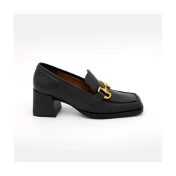 ANGEL ALARCON Kiski - Mocasin De Piel Con Tacon Ancho Y Adorno Metalico Outlet