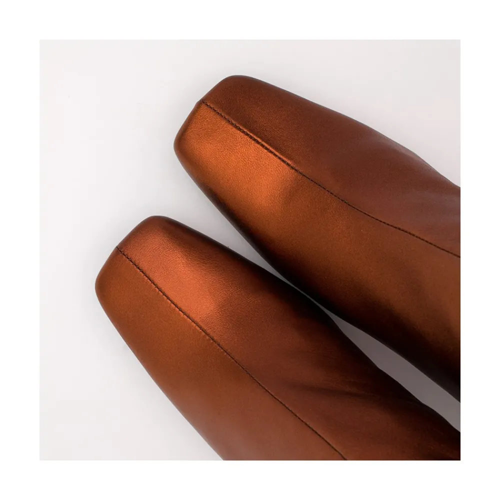 ANGEL ALARCON Lauryn - Botines Metalizados De Piel Con Tacon Ancho Clearance