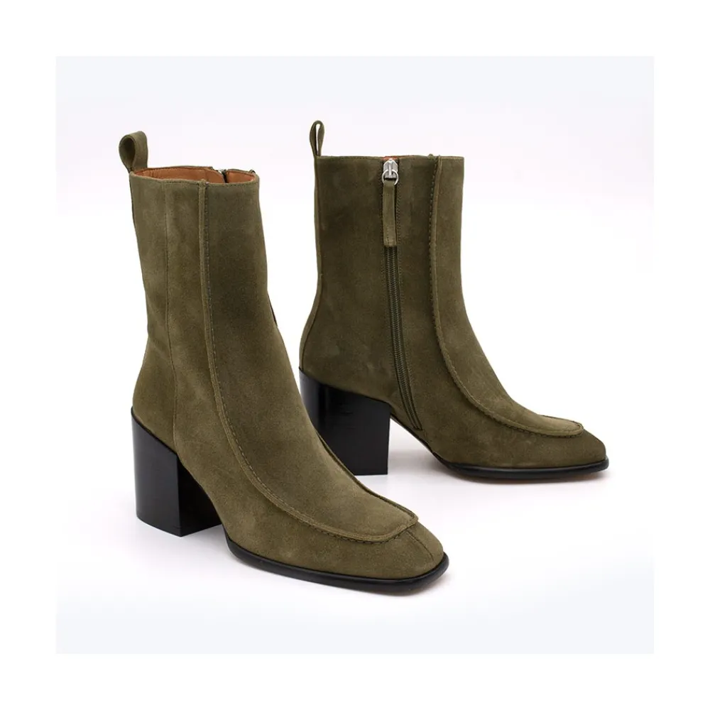 ANGEL ALARCON Lebrock - Botines De Mujer Comodos De Ante Con Tacon Ancho New