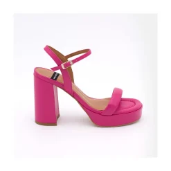 ANGEL ALARCON Mandy - Sandalia De Piel Acolchada Con Tacon Muy Alto Ancho Y Plataforma New