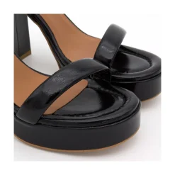 ANGEL ALARCON Mandy - Sandalia De Piel Brillante Con Tacon Ancho Y Plataforma New