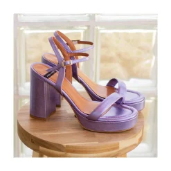 ANGEL ALARCON Mandy - Sandalia De Piel Con Tacon Ancho Y Plataforma Online
