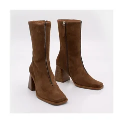 ANGEL ALARCON Motagua - Botas De Mujer De Ante Con Tacon De Bloque Robusto Clearance