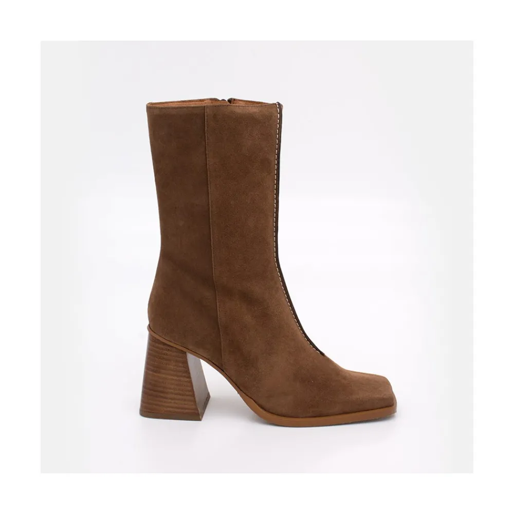 ANGEL ALARCON Motagua - Botas De Mujer De Ante Con Tacon De Bloque Robusto Clearance
