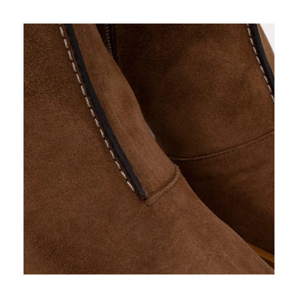 ANGEL ALARCON Motagua - Botas De Mujer De Ante Con Tacon De Bloque Robusto Clearance