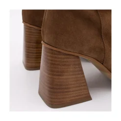 ANGEL ALARCON Motagua - Botas De Mujer De Ante Con Tacon De Bloque Robusto Clearance