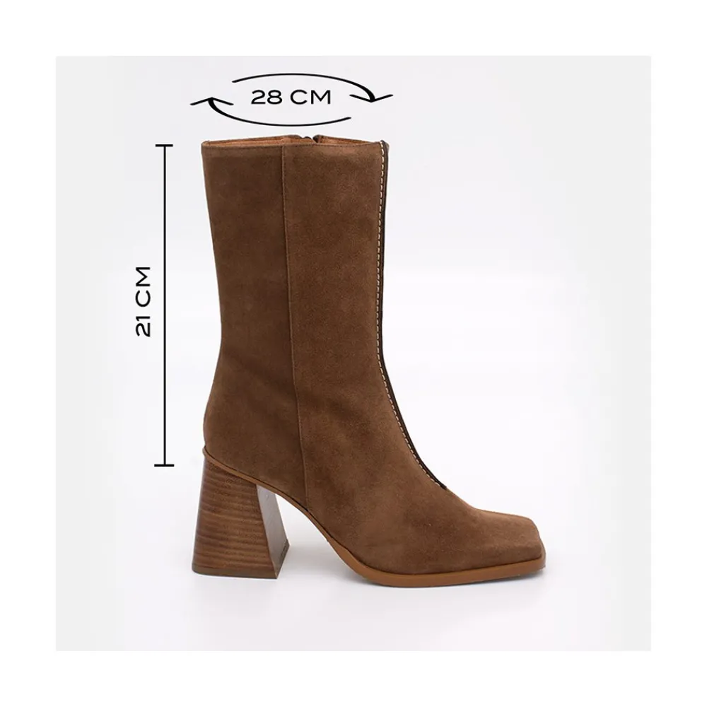 ANGEL ALARCON Motagua - Botas De Mujer De Ante Con Tacon De Bloque Robusto Clearance