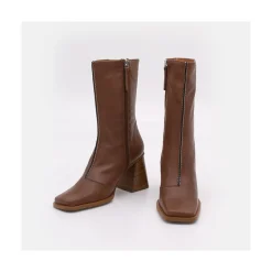 ANGEL ALARCON Motagua - Botas De Mujer De Piel Con Tacon De Bloque Robusto Best