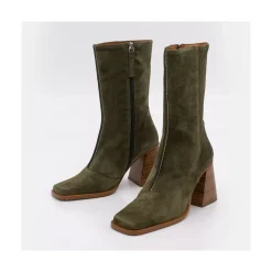 ANGEL ALARCON Motagua - Botas De Mujer De Ante Con Tacon De Bloque Robusto New