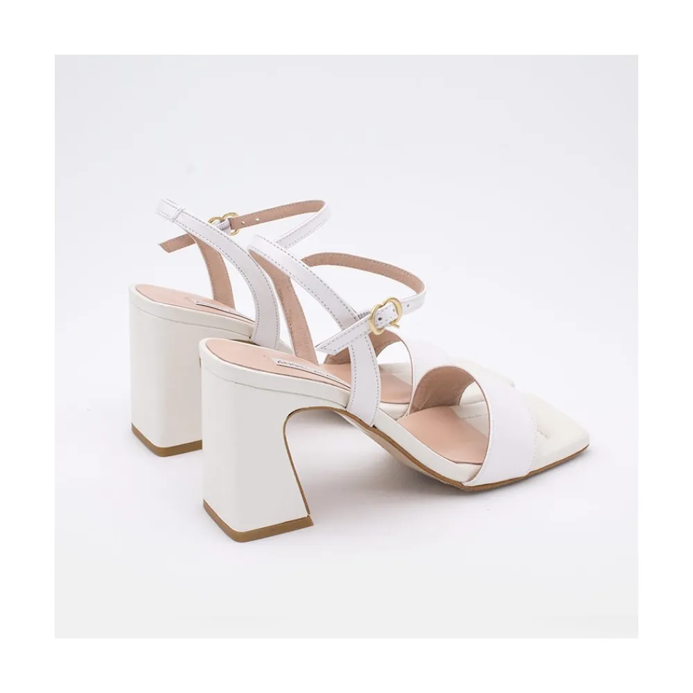 ANGEL ALARCON New Megan - Sandalias Comodas De Piel Nacarada Con Tacon Ancho Alto Online