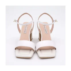 ANGEL ALARCON New Megan - Sandalias Comodas De Piel Nacarada Con Tacon Ancho Alto Online