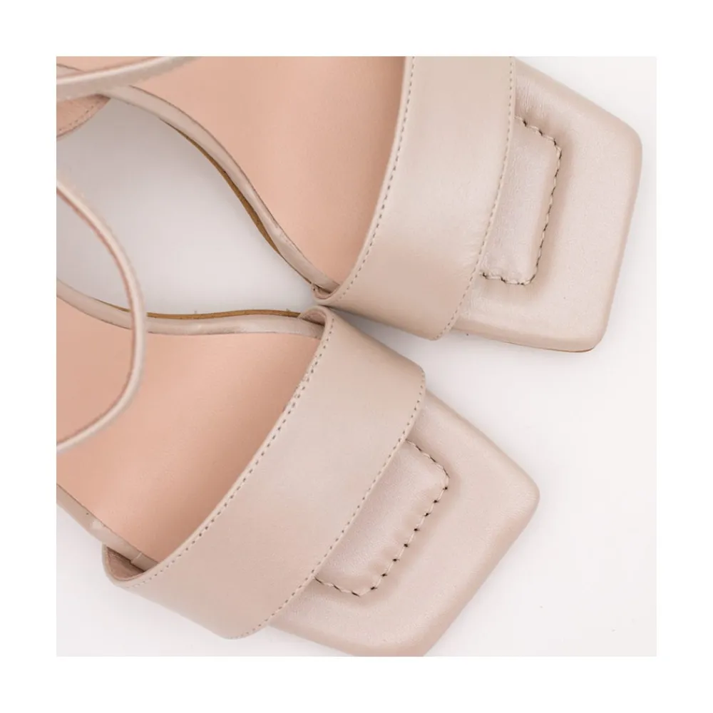 ANGEL ALARCON New Megan - Sandalias Comodas De Piel Nacarada Con Tacon Ancho Alto Online