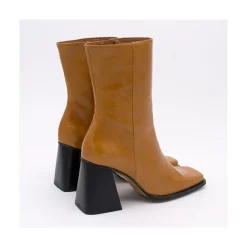 ANGEL ALARCON Oconnor - Botin De Piel Brillante Con Tacon Ancho Con Cremallera Sale