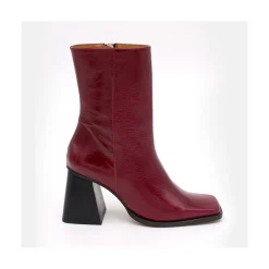 ANGEL ALARCON Oconnor - Botin De Piel Brillante Con Tacon Ancho Con Cremallera Clearance
