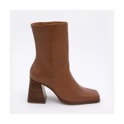 ANGEL ALARCON Oconnor - Botin De Piel Con Tacon Ancho Con Cremallera Clearance