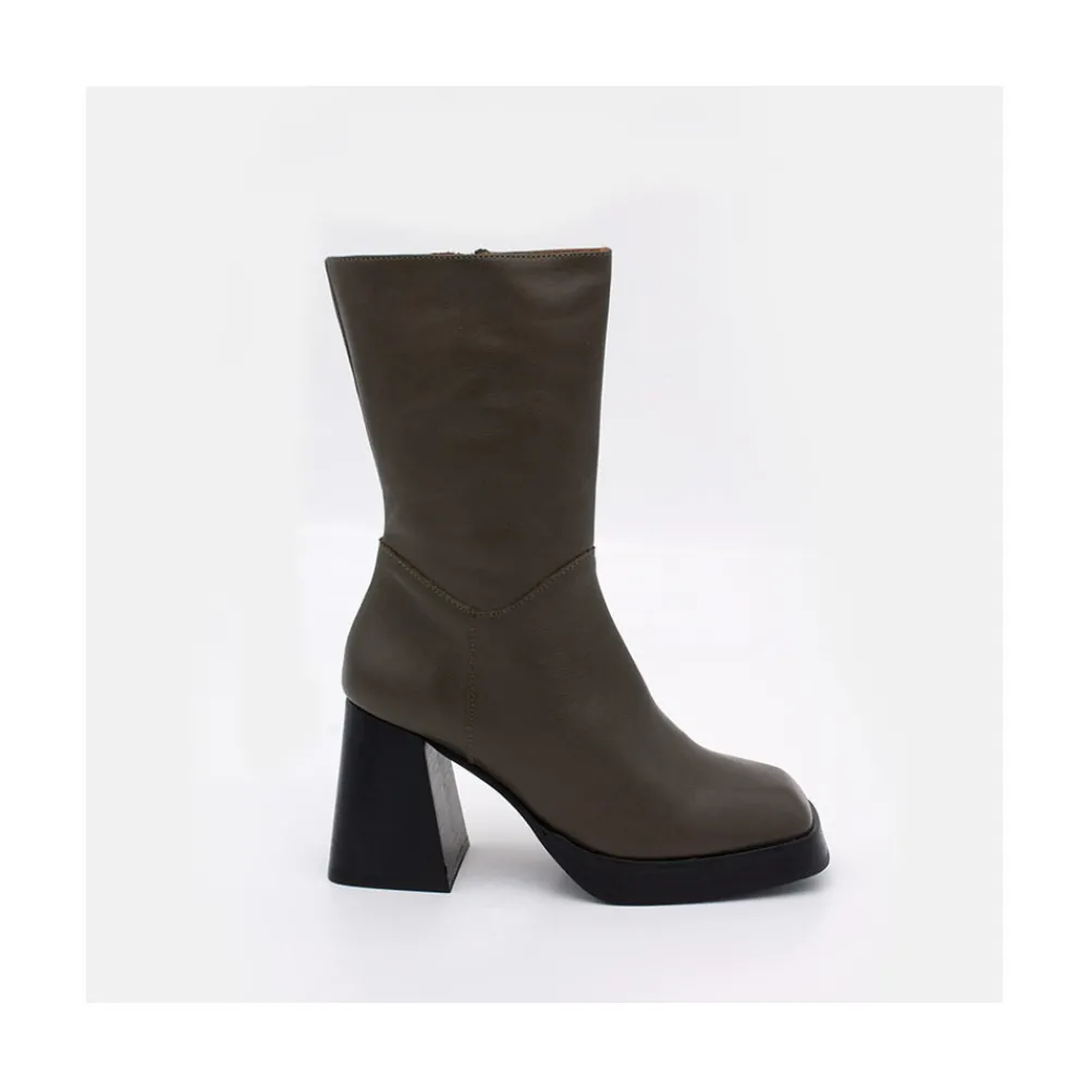 ANGEL ALARCON Olama - Botas De Mujer Comodas De Piel Con Tacon Chunky Y Plataforma Sale