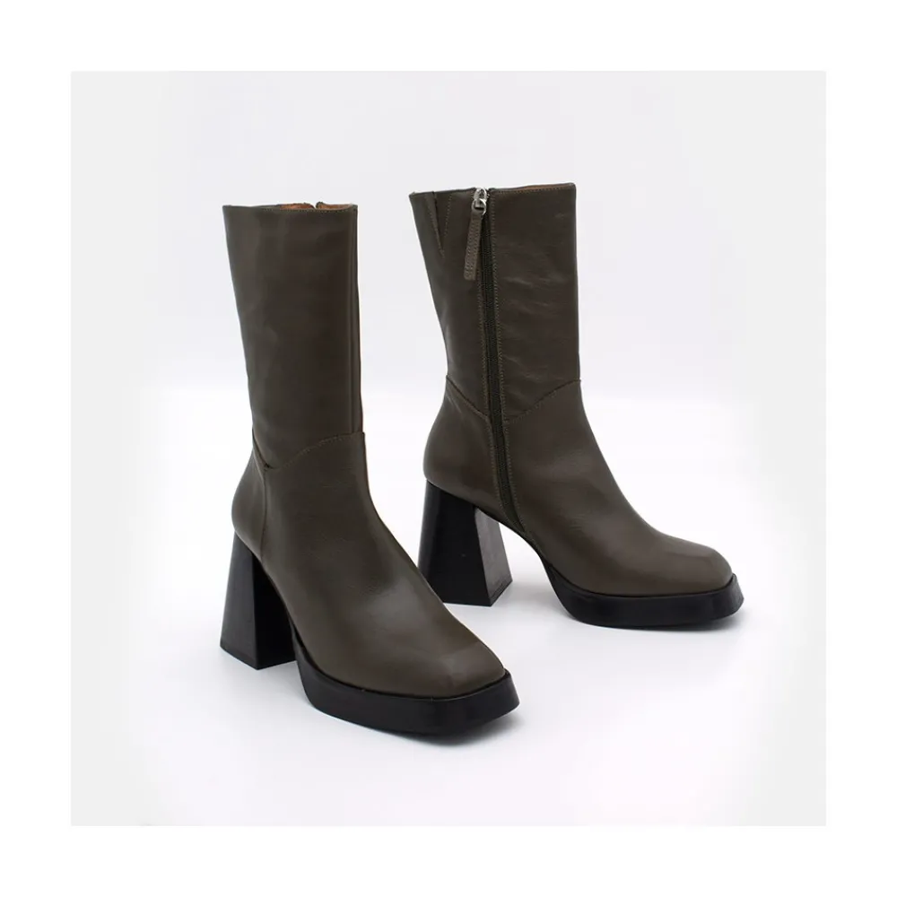 ANGEL ALARCON Olama - Botas De Mujer Comodas De Piel Con Tacon Chunky Y Plataforma Sale