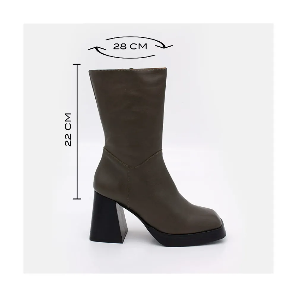 ANGEL ALARCON Olama - Botas De Mujer Comodas De Piel Con Tacon Chunky Y Plataforma Sale