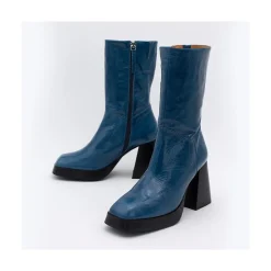 ANGEL ALARCON Olama - Botas De Mujer Comodas De Piel Brillante Con Tacon Chunky Y Plataforma Outlet