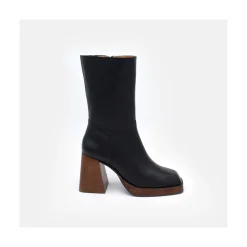 ANGEL ALARCON Olama - Botas De Mujer Comodas De Piel Con Tacon Chunky Y Plataforma Hot