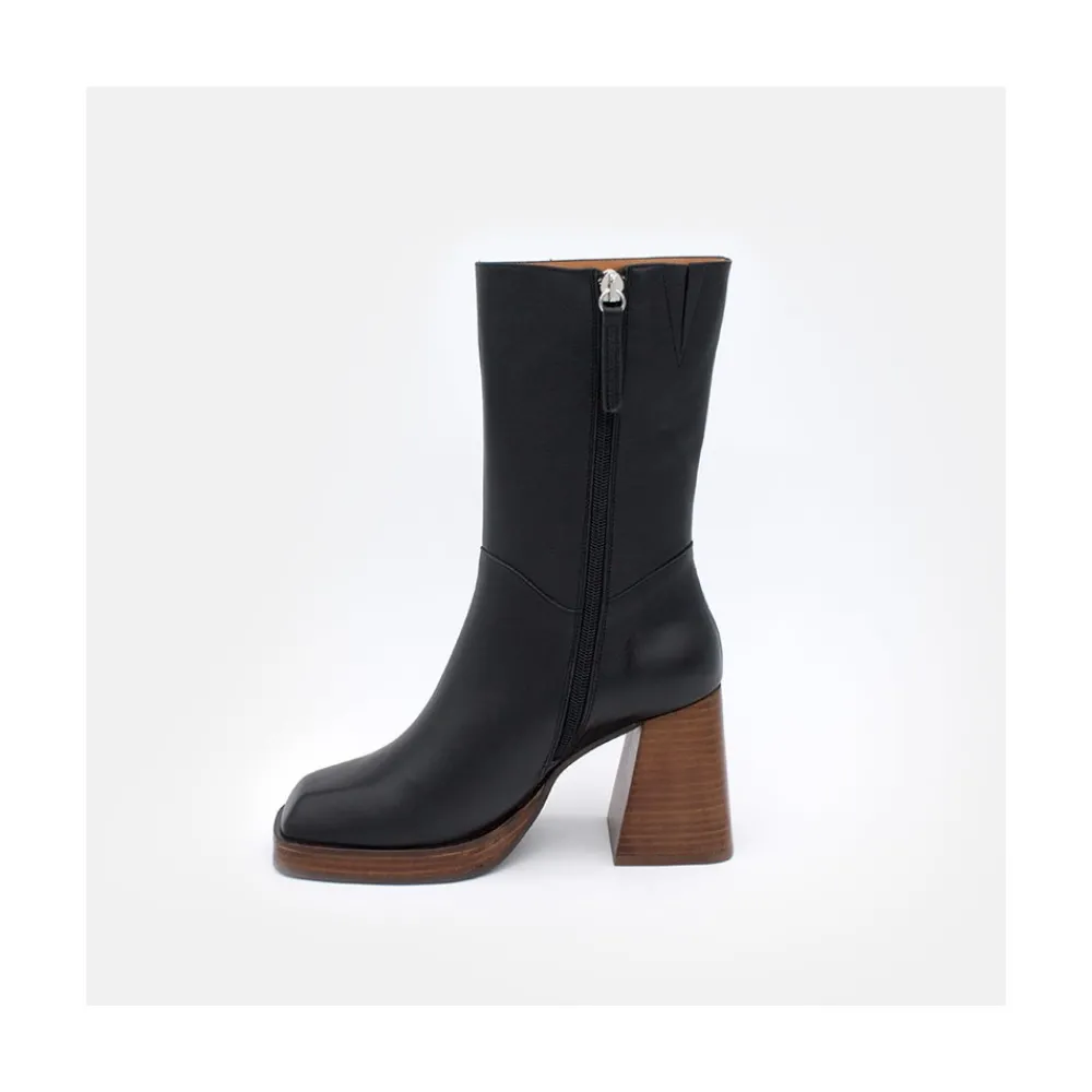 ANGEL ALARCON Olama - Botas De Mujer Comodas De Piel Con Tacon Chunky Y Plataforma Hot