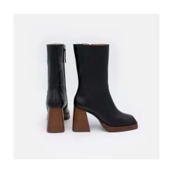 ANGEL ALARCON Olama - Botas De Mujer Comodas De Piel Con Tacon Chunky Y Plataforma Hot
