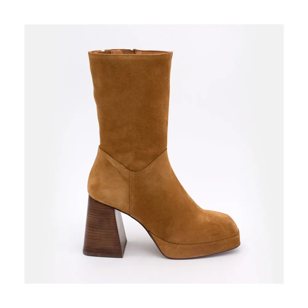 ANGEL ALARCON Olama - Botas De Mujer Comodas De Ante Con Tacon Chunky Y Plataforma Discount