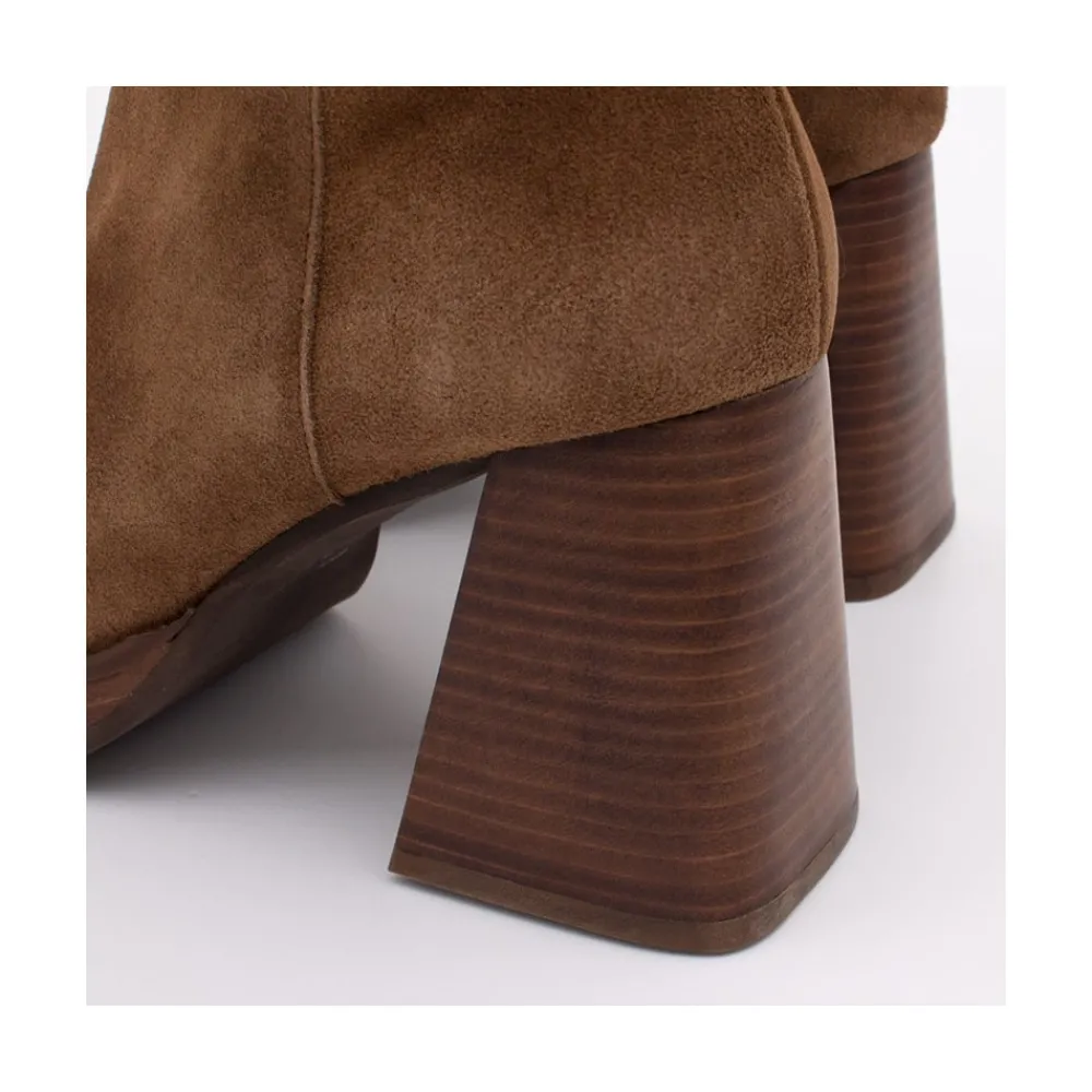 ANGEL ALARCON Olama - Botas De Mujer Comodas De Ante Con Tacon Chunky Y Plataforma Discount
