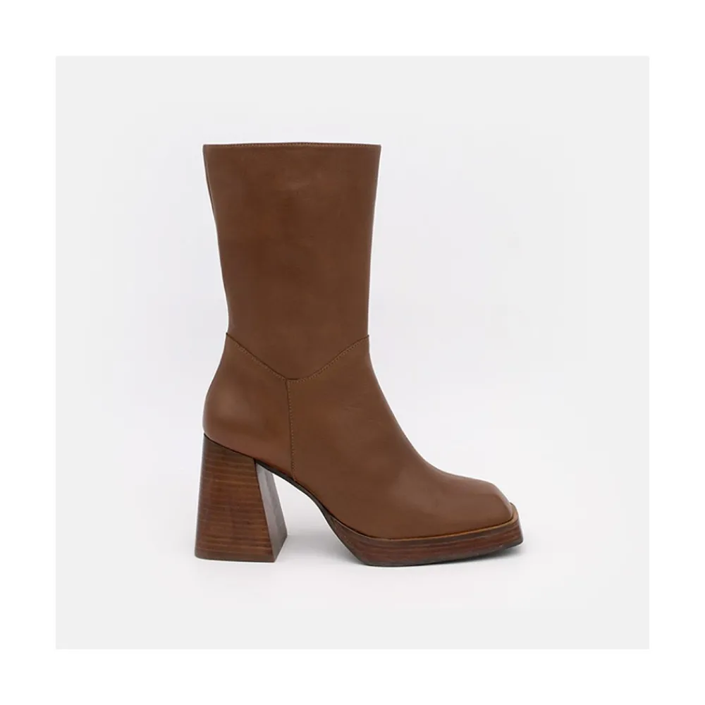 ANGEL ALARCON Olama - Botas De Mujer Comodas De Piel Con Tacon Chunky Y Plataforma Online