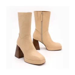 ANGEL ALARCON Olama - Botas De Mujer Comodas De Ante Con Tacon Chunky Y Plataforma Sale