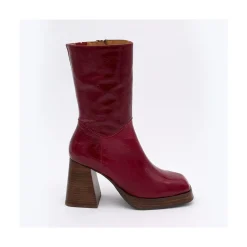 ANGEL ALARCON Olama - Botas De Mujer Comodas De Piel Brillante Con Tacon Chunky Y Plataforma Outlet
