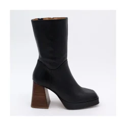 ANGEL ALARCON Olama - Botas De Mujer Comodas De Ante Con Tacon Chunky Y Plataforma New