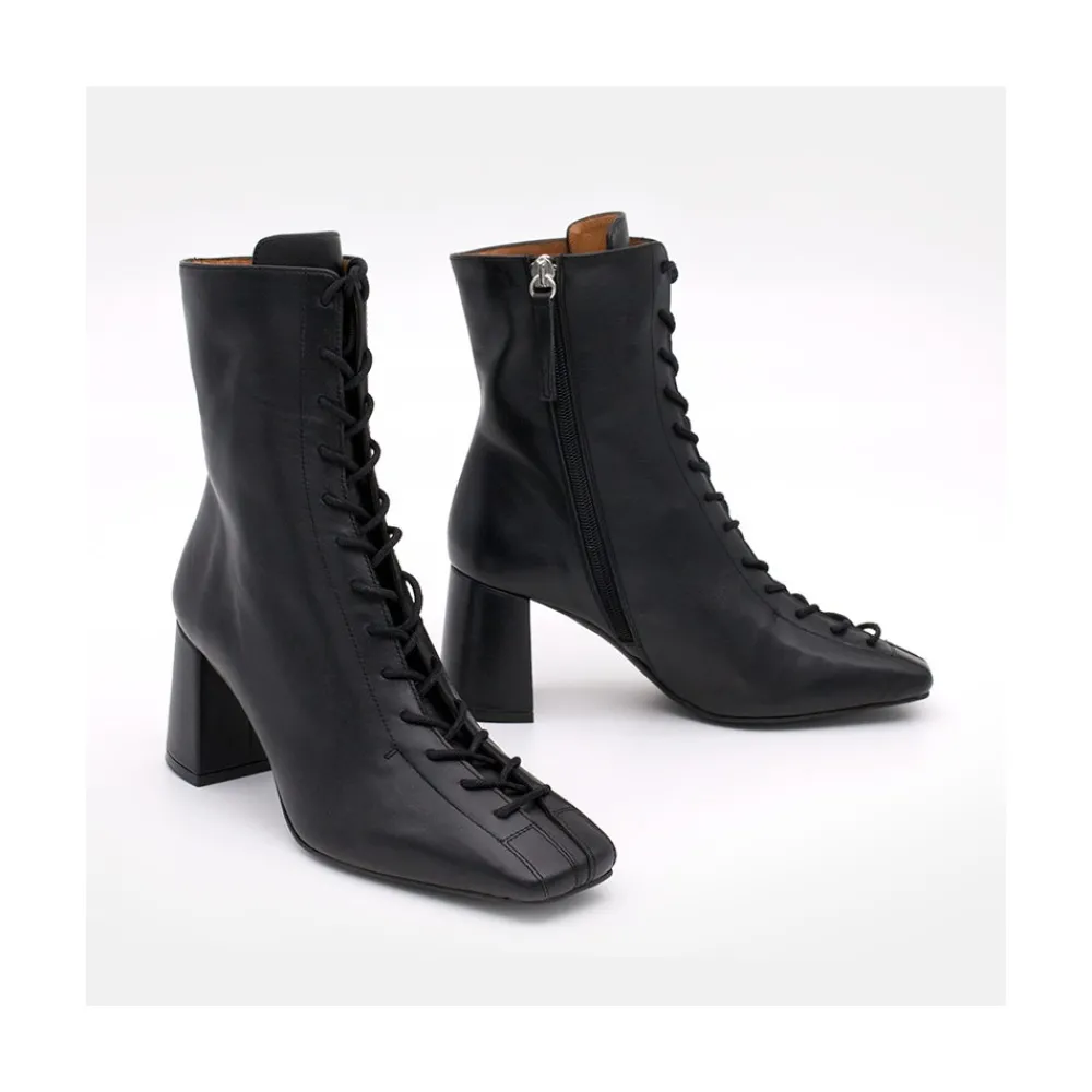 ANGEL ALARCON Pacuare - Botines Con Cordoneras Y Cremallera Con Tacon Ancho New