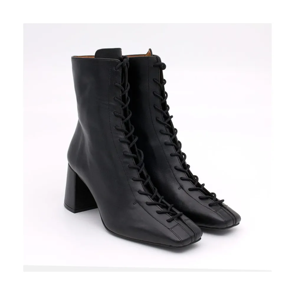 ANGEL ALARCON Pacuare - Botines Con Cordoneras Y Cremallera Con Tacon Ancho New