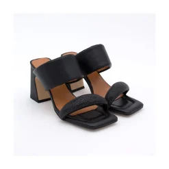 ANGEL ALARCON Parton Gem - Sandalias Metalizadas Acolchadas Con Cristales Brillantes Y Tacon Comodo