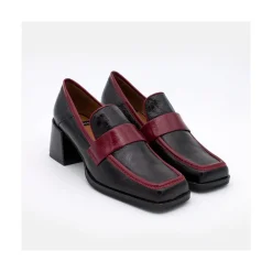 ANGEL ALARCON Peggy - Mocasin De Piel Brillante Duotono Con Tacon Ancho Hot