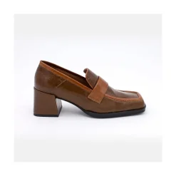 ANGEL ALARCON Peggy - Mocasin De Piel Brillante Duotono Con Tacon Ancho Best