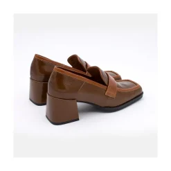 ANGEL ALARCON Peggy - Mocasin De Piel Brillante Duotono Con Tacon Ancho Best