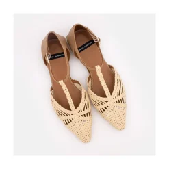 ANGEL ALARCON Pulp - Sandalia De Rafia T-Strap Con Puntera Y Talon Cerrado. Clearance