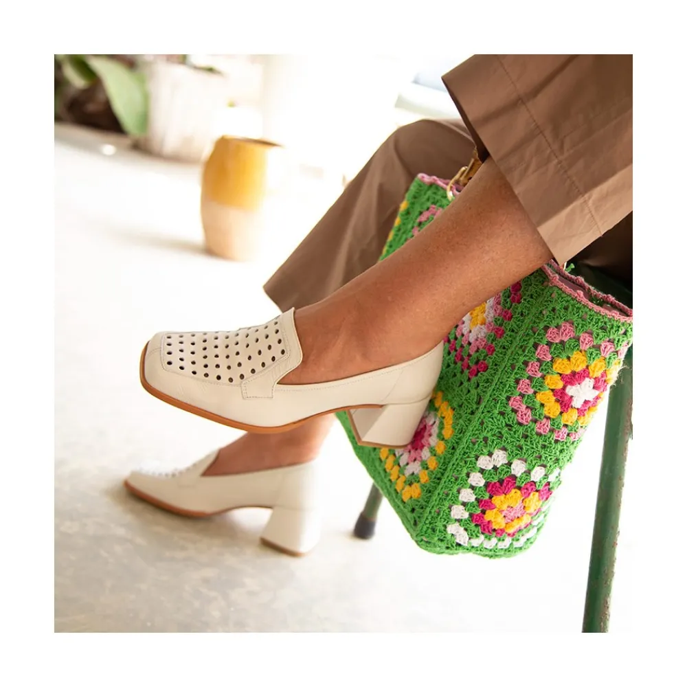 ANGEL ALARCON Tatum - Mocasin De Piel De Verano Con Tacon Sale